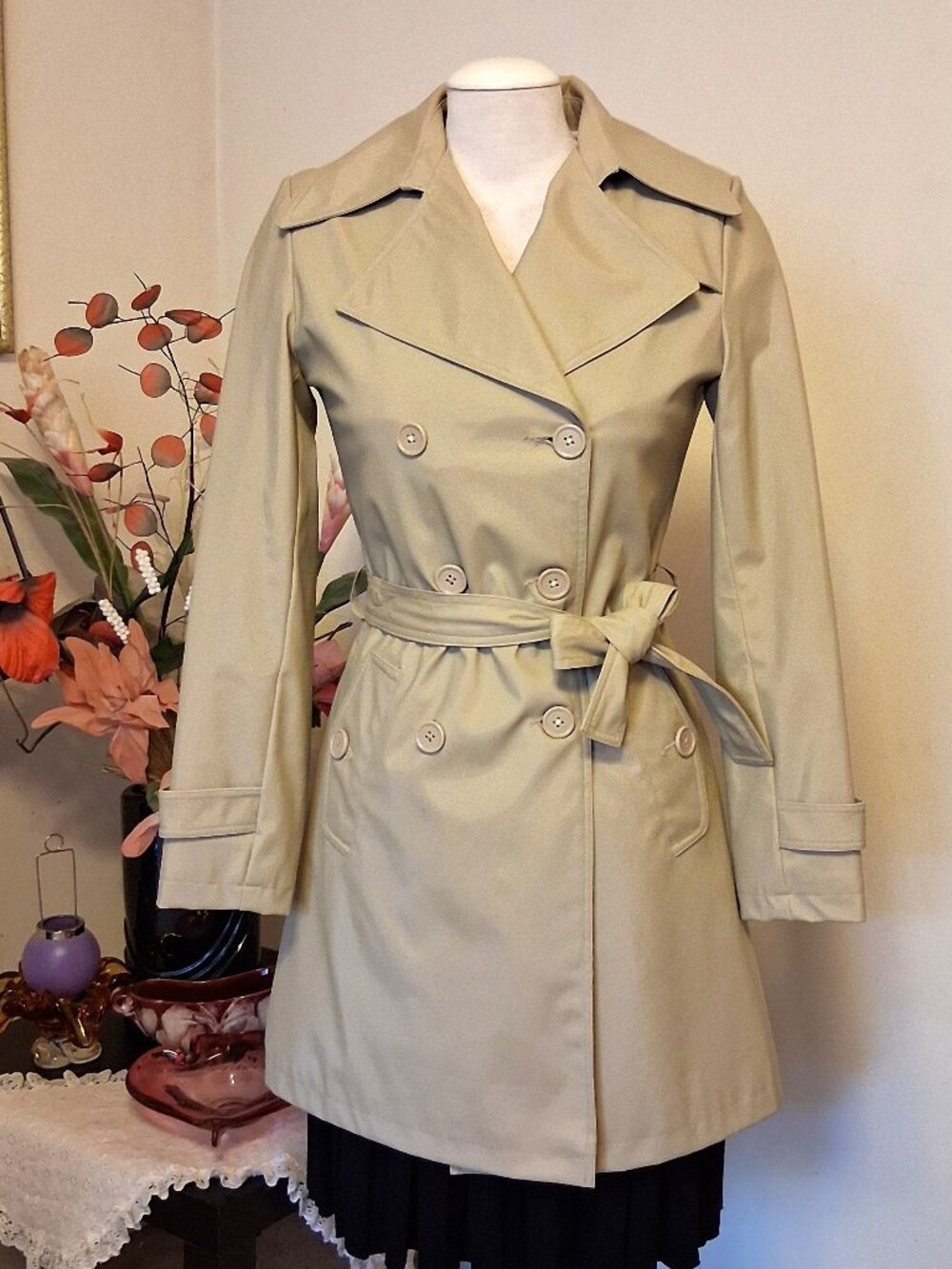 Vintage Marc Mattis Beige Lined Trench Coat Water-Resistant Outerwear 6